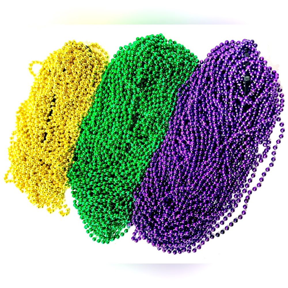 100 Mardi Gras Beads (30-Inch Length) 37 Purple | 33 Green | 30 Gold